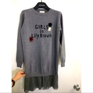 Korean Long Grey Sweater with Lace